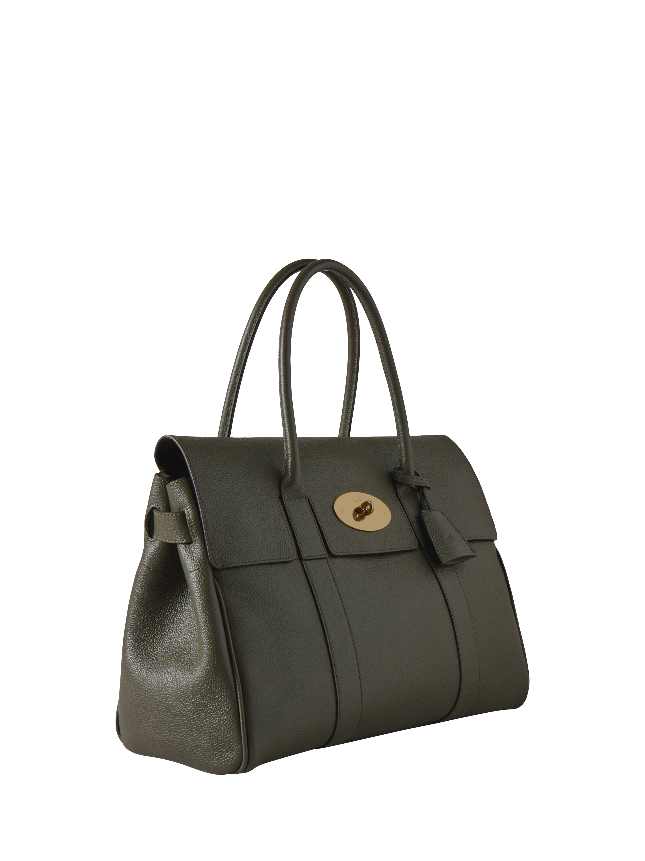 Product image 4 of 6, which shows Mulberry Bayswater Classic Grain Leather Handbag, Juniper Green