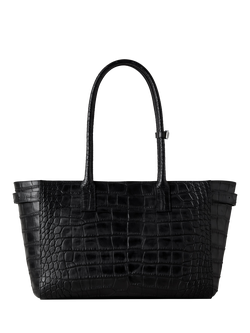 Mulberry Buckle Bayswater Croc Leather Shoulder Bag, Black - view 2, Black