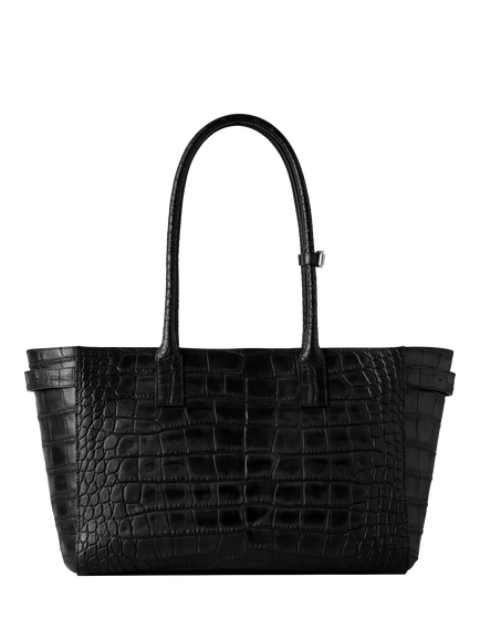Mulberry Buckle Bayswater Croc Leather Shoulder Bag, Black - view 2, Black