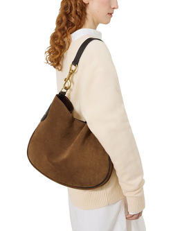 Mulberry Hackney Suede Shoulder Bag, Vintage Oak - view 2, Vintage Oak