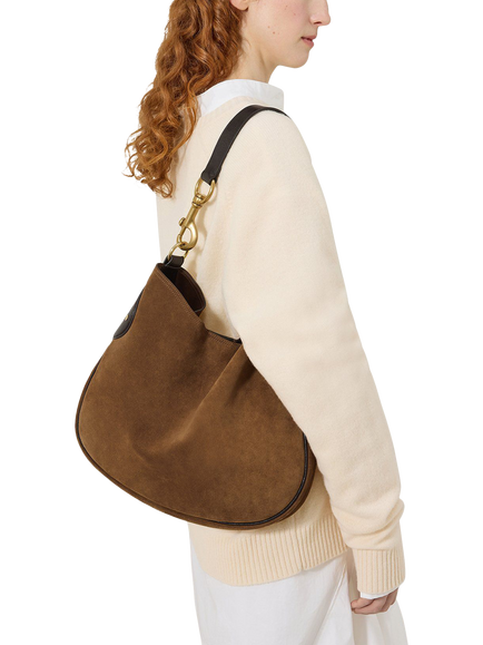 Mulberry Hackney Suede Shoulder Bag, Vintage Oak - view 2, Vintage Oak