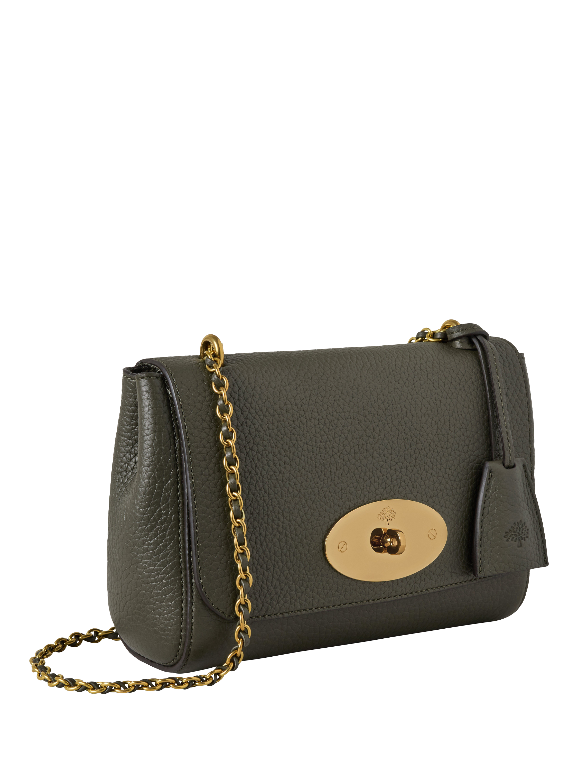 Product image 4 of 6, which shows Mulberry Lily Heavy Grain Leather Chain Strap Shoulder Bag, Juniper Green