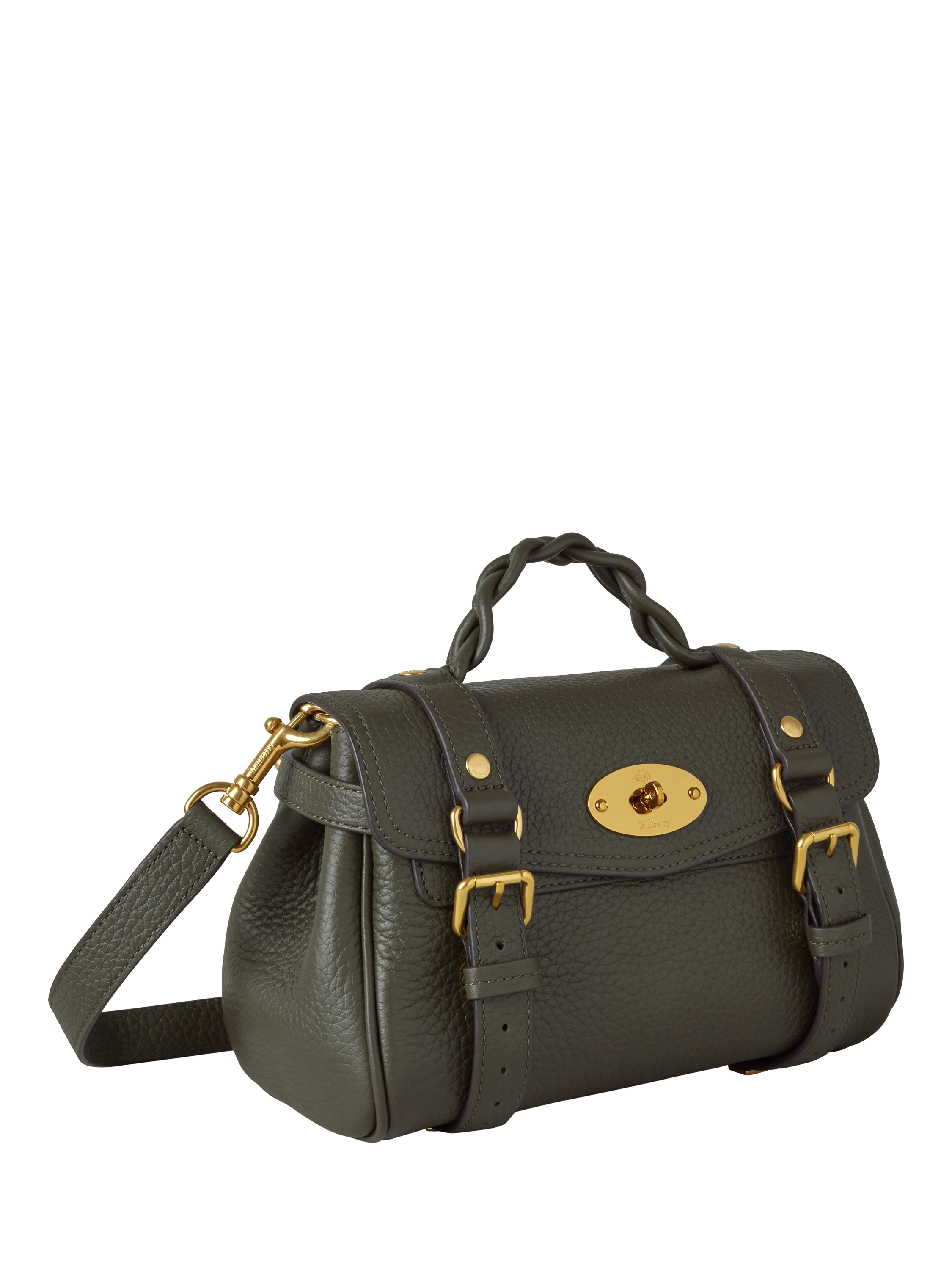 Product image 3 of 5, which shows Mulberry Mini Alexa Leather Grab Bag, Juniper Green