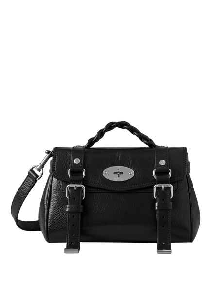 Mulberry Mini Alexa Leather Grab Bag, Black, Black