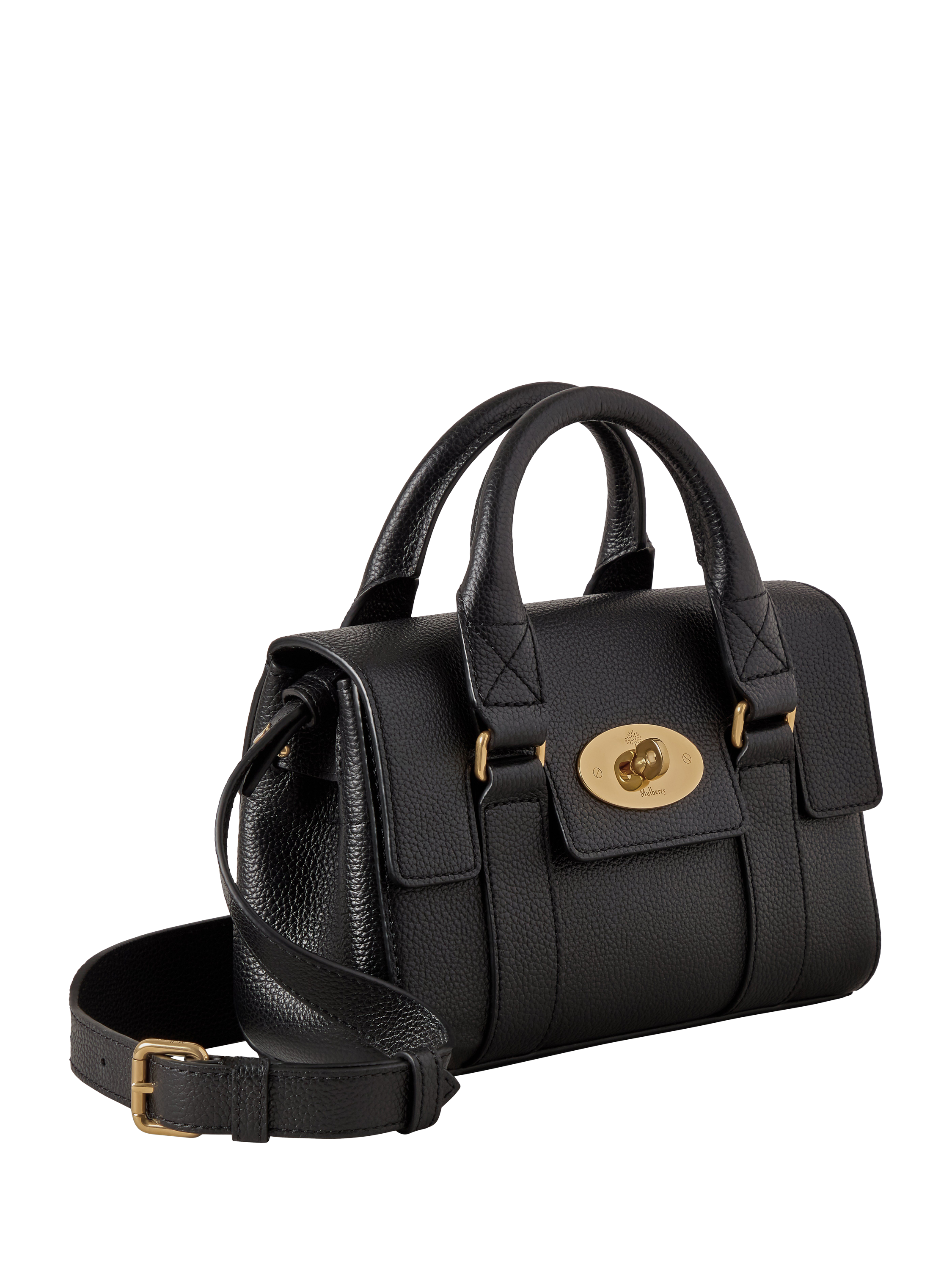 Product image 4 of 6, which shows Mulberry Mini Heritage Bayswater Leather Shoulder Bag, Black