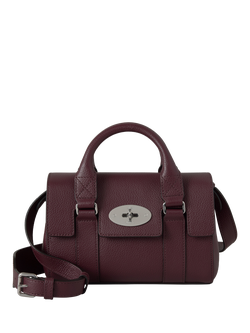Mulberry Mini Heritage Bayswater Leather Shoulder Bag, Black Cherry