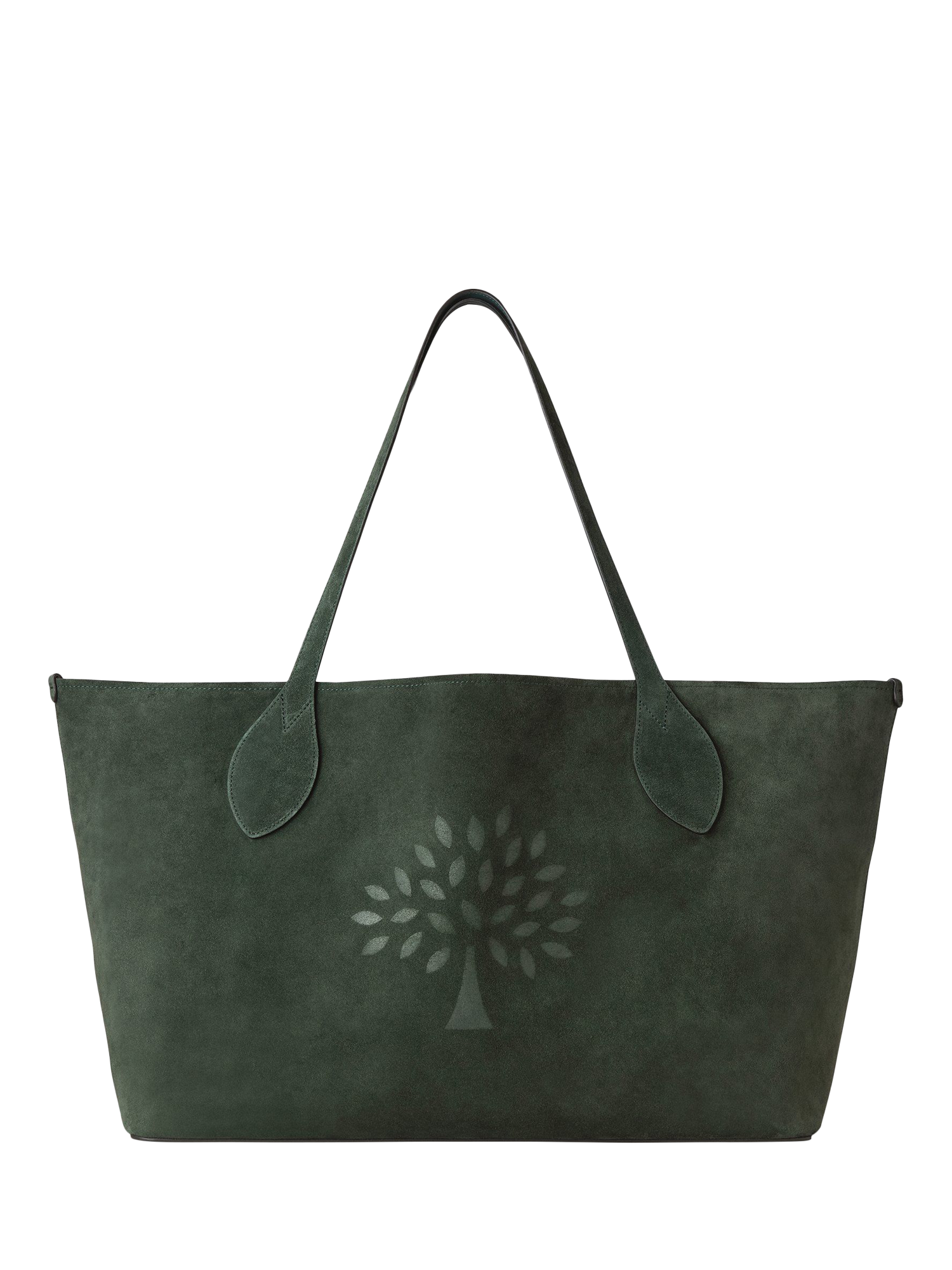 Product image 1 of 6, which shows Mulberry Oversized Suede Tree Tote Bag, Mulberry Green