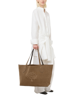 Mulberry Oversized Suede Tree Tote Bag, Salcombe Sand - view 2, Salcombe Sand