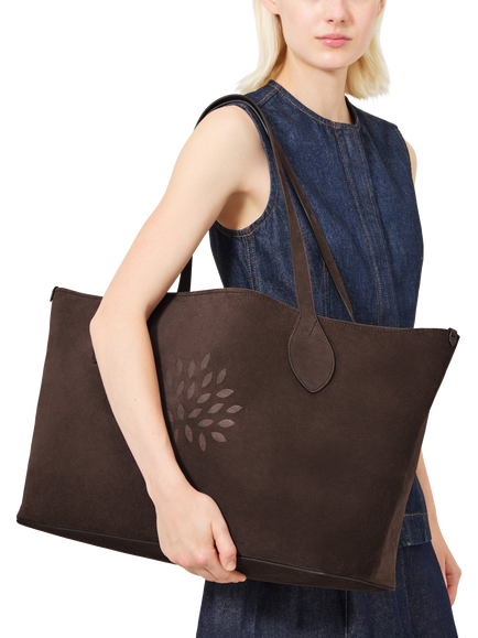 Mulberry Oversized Suede Tree Tote Bag - view 2, Chocolate