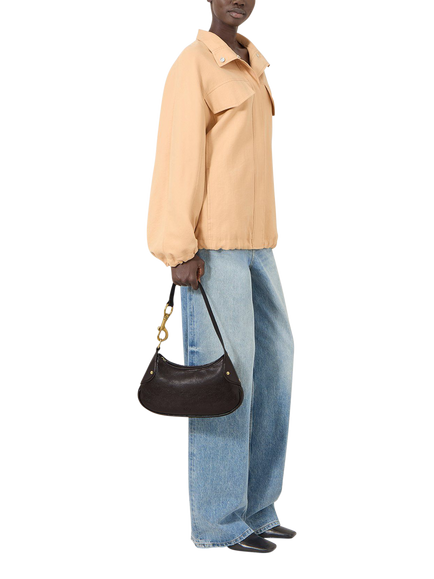 Mulberry Small Hackney Leather Shoulder Bag, Ebony - view 2, Ebony