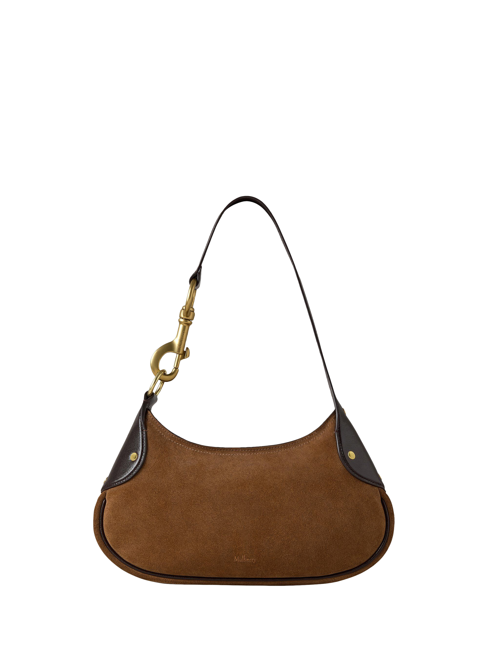 Product image 1 of 6, which shows Mulberry Small Hackney Suede Shoulder Bag, Vintage Oak