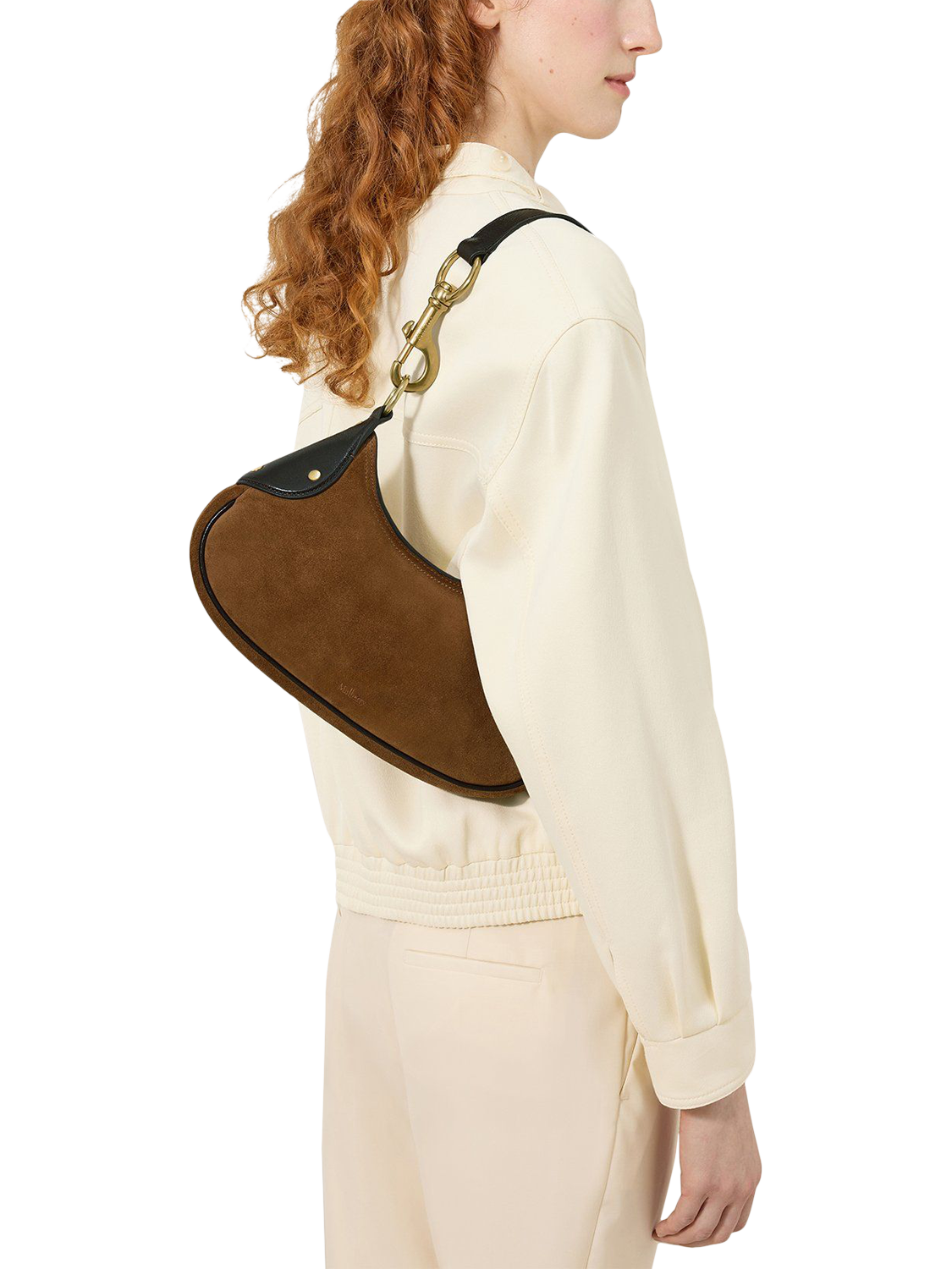 Product image 2 of 6, which shows Mulberry Small Hackney Suede Shoulder Bag, Vintage Oak