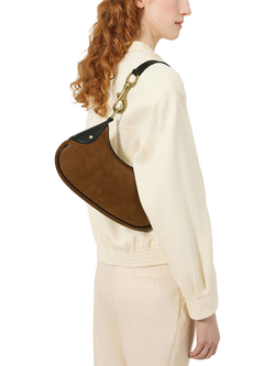 Mulberry Small Hackney Suede Shoulder Bag, Vintage Oak - view 2, Vintage Oak