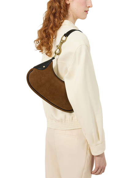 Mulberry Small Hackney Suede Shoulder Bag, Vintage Oak - view 2, Vintage Oak