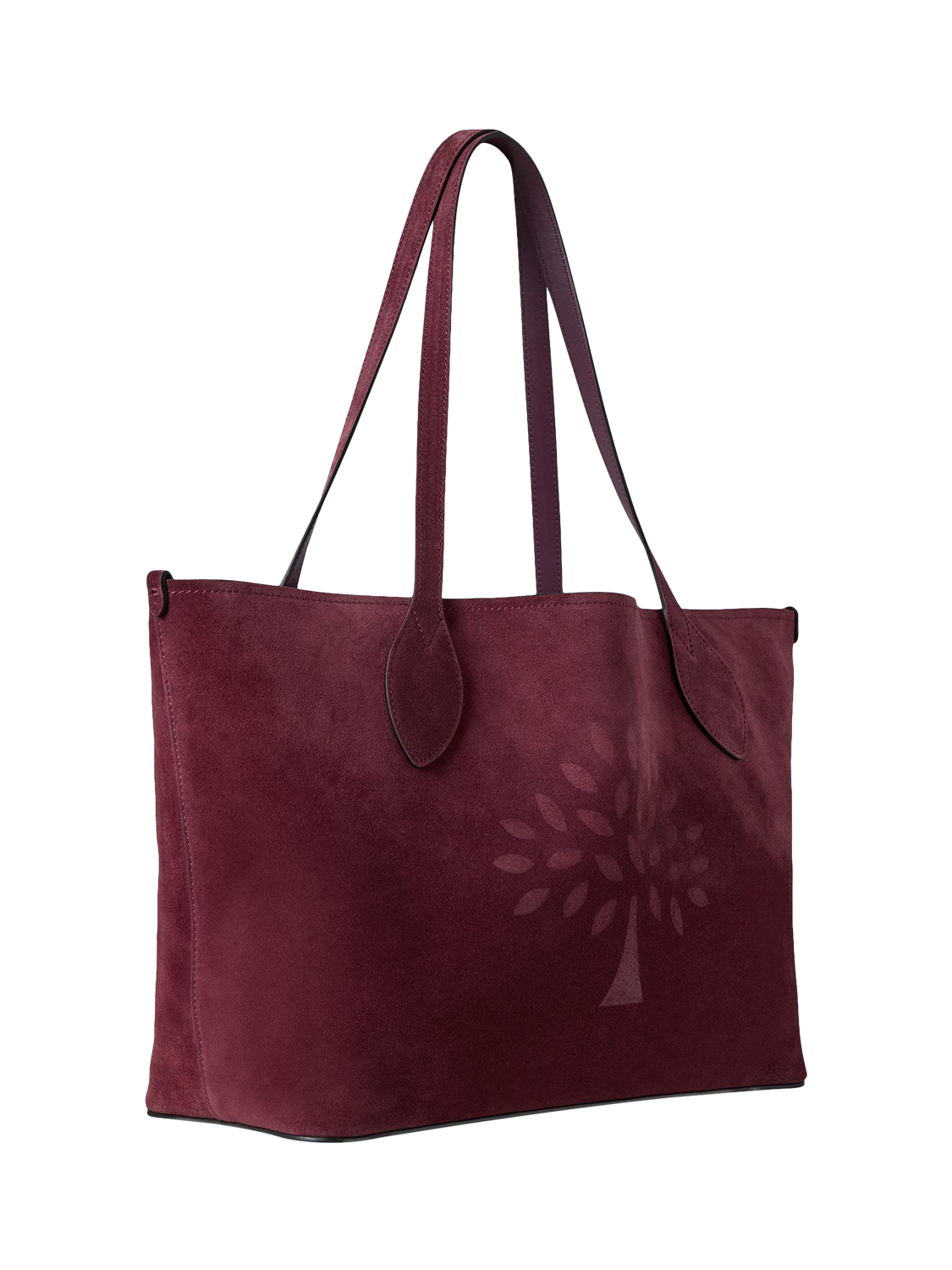 Product image 4 of 6, which shows Mulberry Suede Tree Tote Bag, Berry