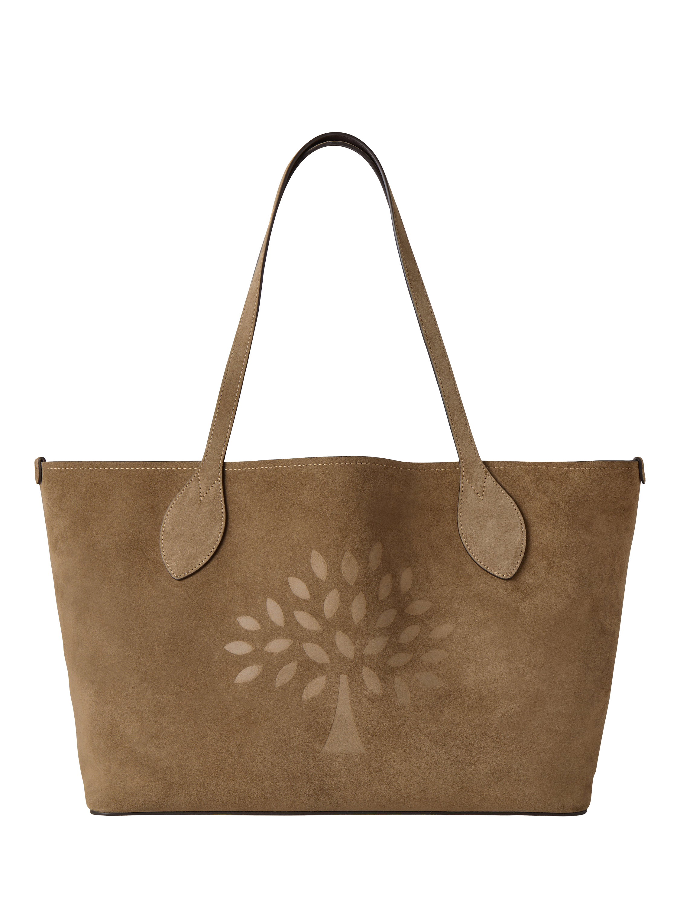Product image 1 of 6, which shows Mulberry Suede Tree Tote Bag, Salcombe Sand