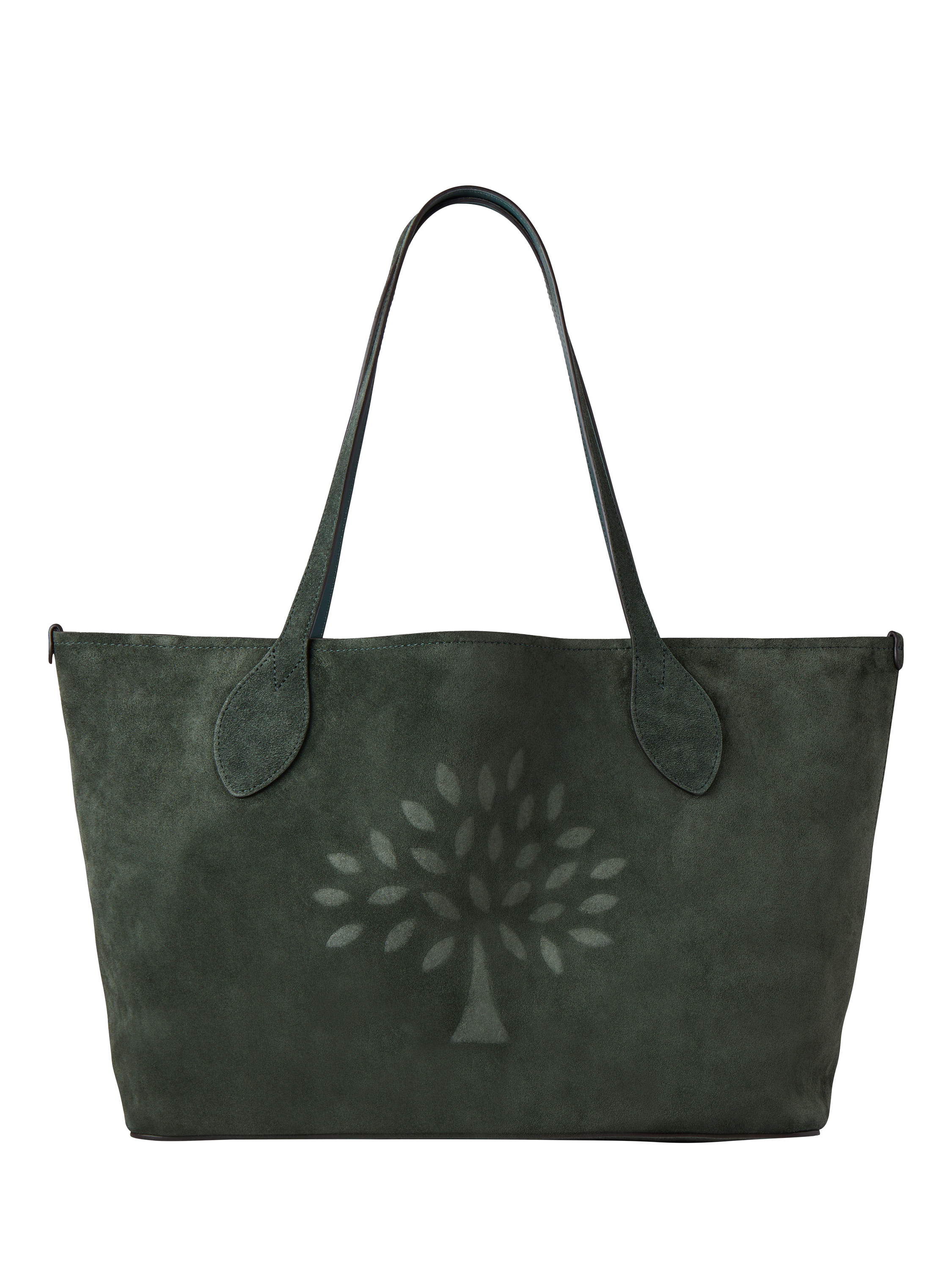 Product image 1 of 6, which shows Mulberry Suede Tree Tote Bag, Mulberry Green
