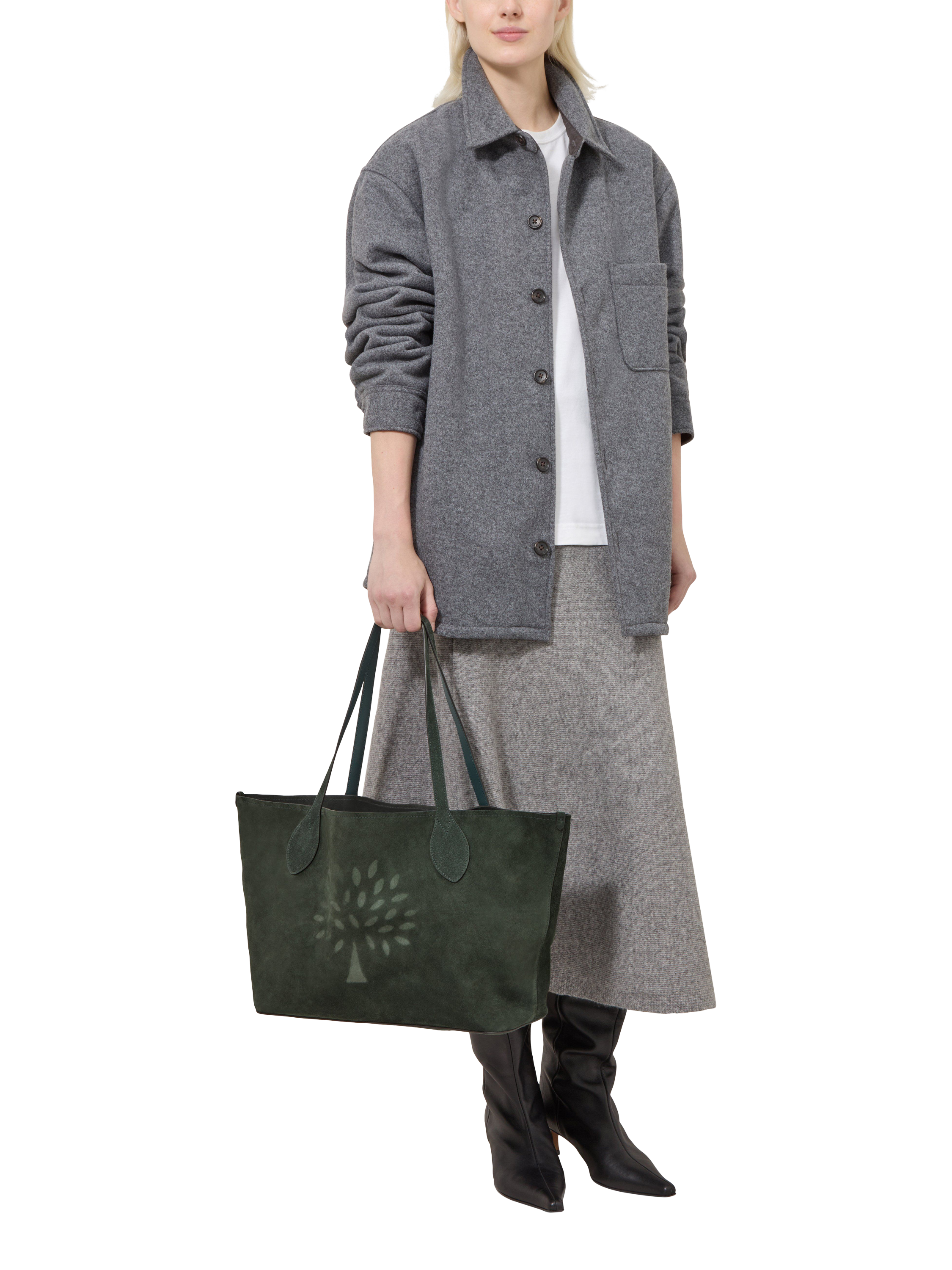 Product image 2 of 6, which shows Mulberry Suede Tree Tote Bag, Mulberry Green