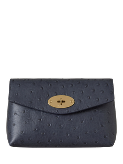 Mulberry Darley Leather Cosmetic Pouch, Stormy Blue, Stormy Blue