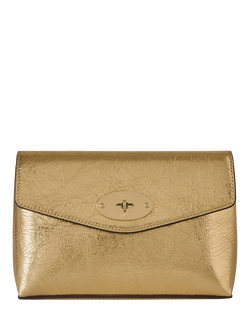 Mulberry Darley Metallic Leather Cosmetic Pouch, Somerset Gold, Somerset Gold