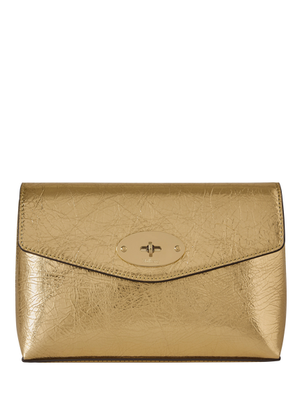 Mulberry Darley Metallic Leather Cosmetic Pouch, Somerset Gold, Somerset Gold