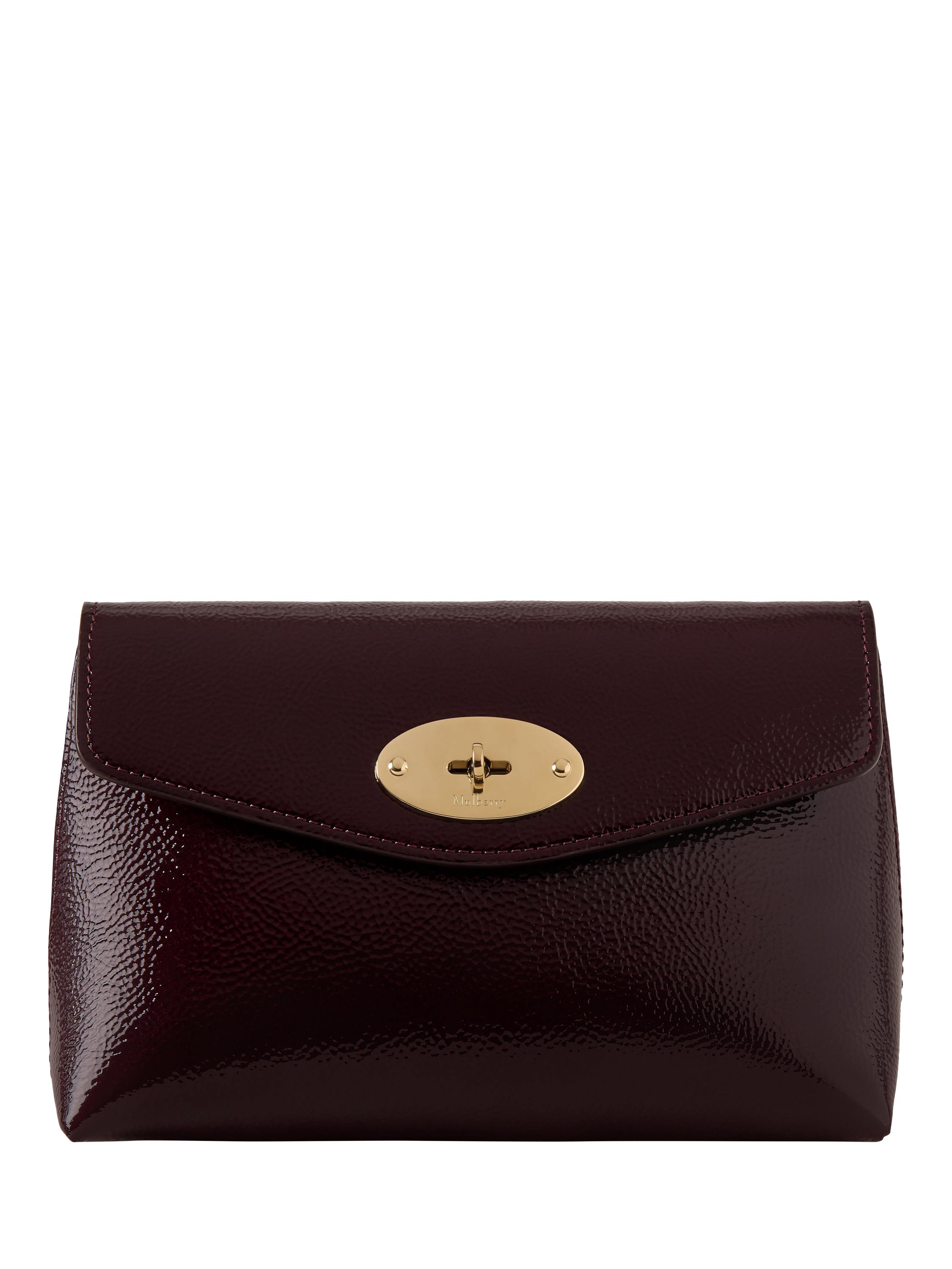 Product image 1 of 4, which shows Mulberry Darley Leather Cosmetics Pouch, Deep Aubergine