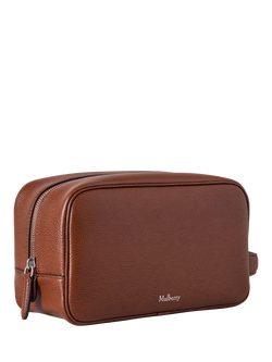 Mulberry Heritage Small Classic Grain Leather Wash Case, Oak - view 2, Oak