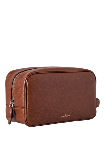 Mulberry Heritage Small Classic Grain Leather Wash Case, Oak - view 2, Oak
