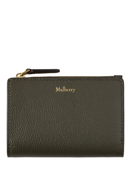 Mulberry Continental Leather Bifold Zip Purse, Juniper Green