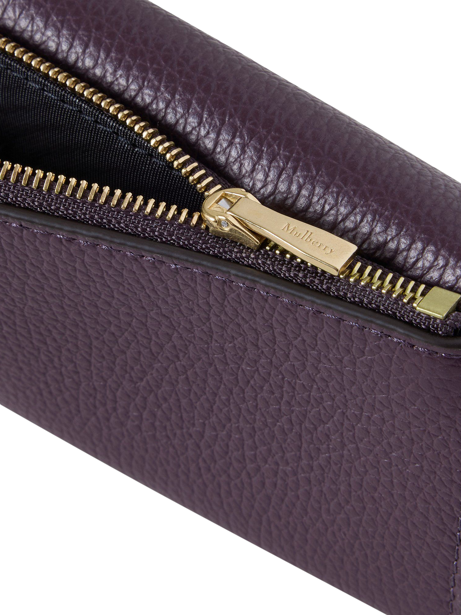 Product image 2 of 4, which shows Mulberry Darley Small Classic Grain Leather Folded Multi-Card Wallet, Deep Aubergine