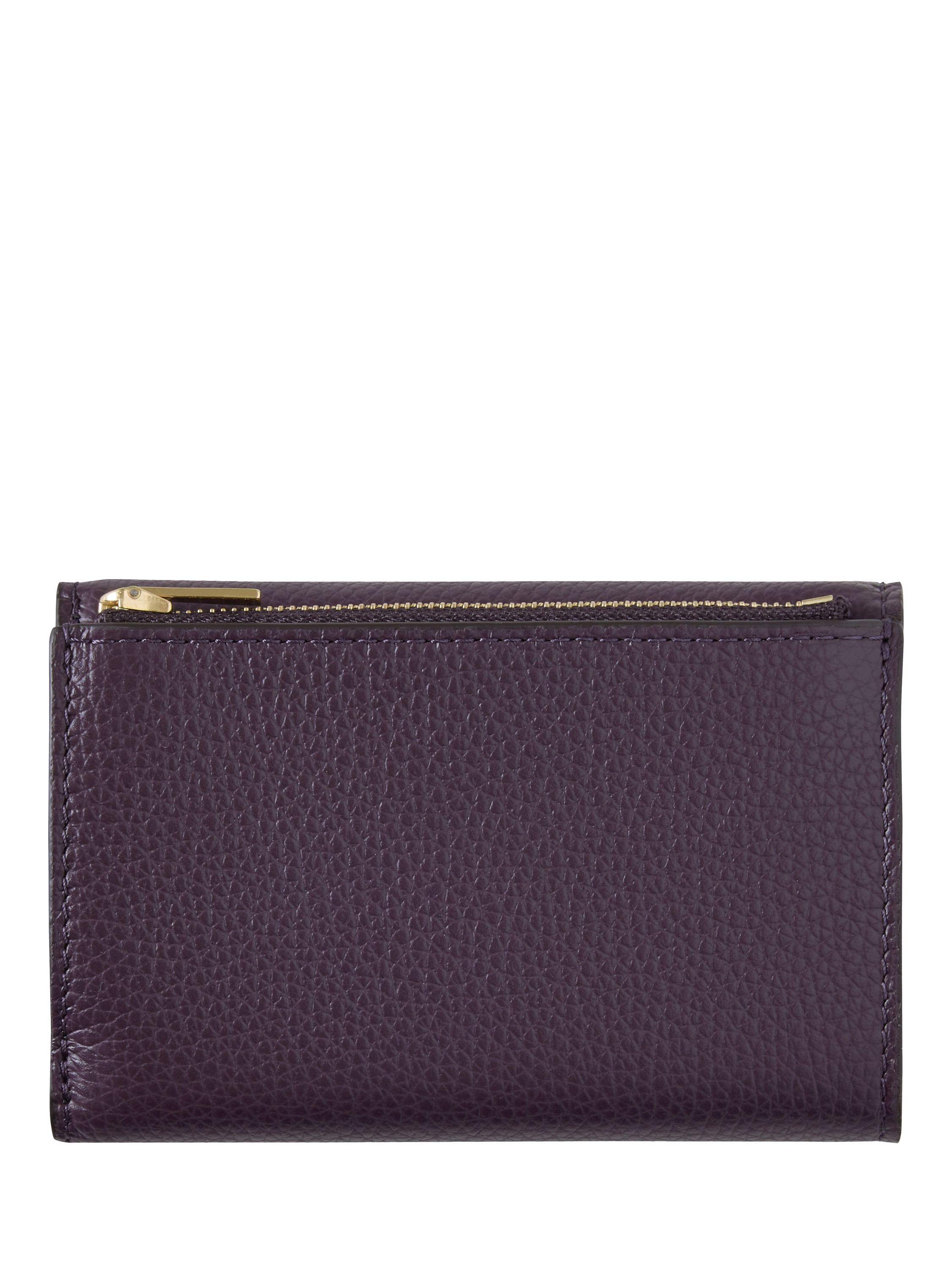 Product image 4 of 4, which shows Mulberry Darley Small Classic Grain Leather Folded Multi-Card Wallet, Deep Aubergine