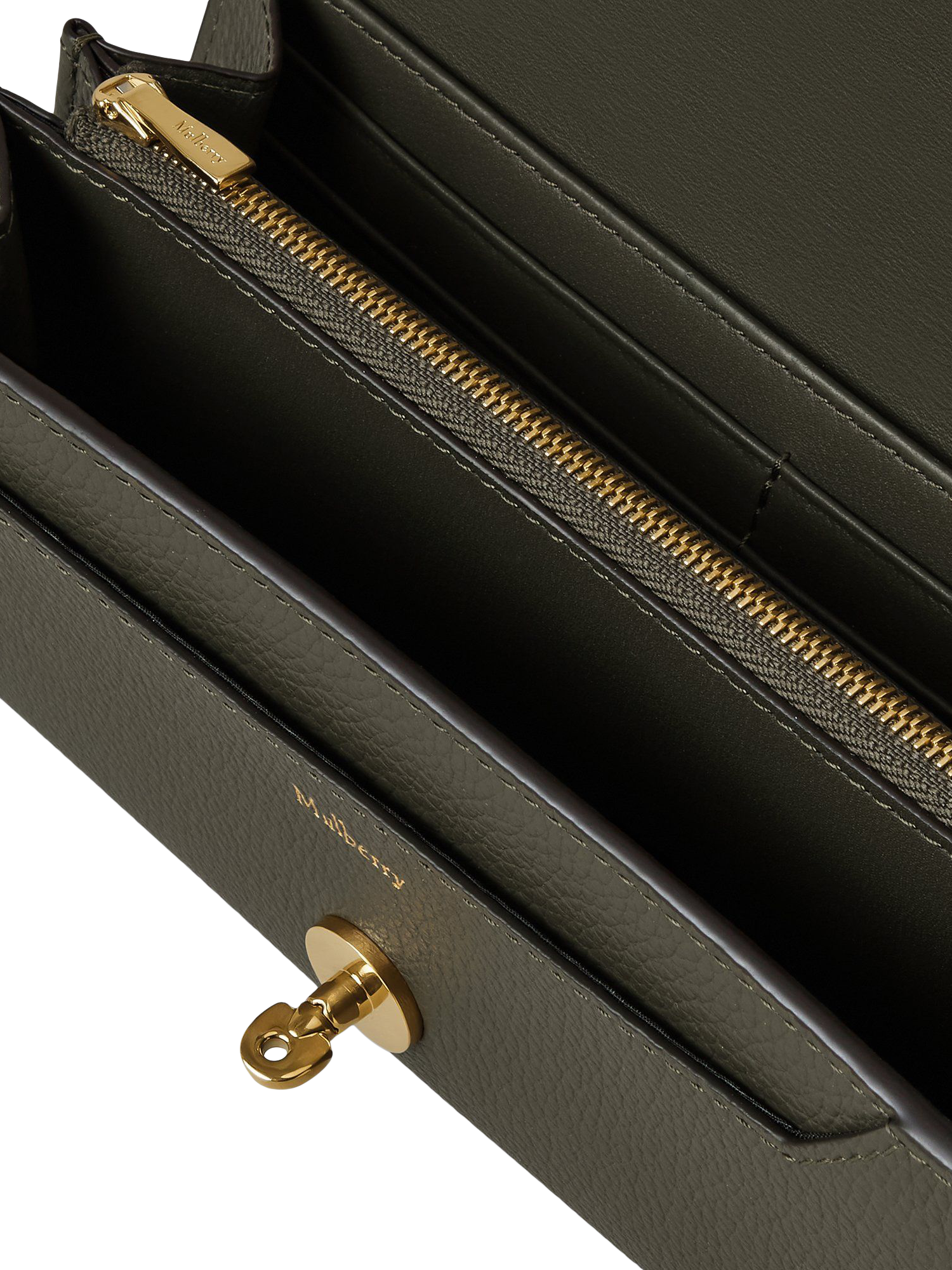 Product image 2 of 3, which shows Mulberry Darley Small Classic Grain Leather Wallet, Juniper Green