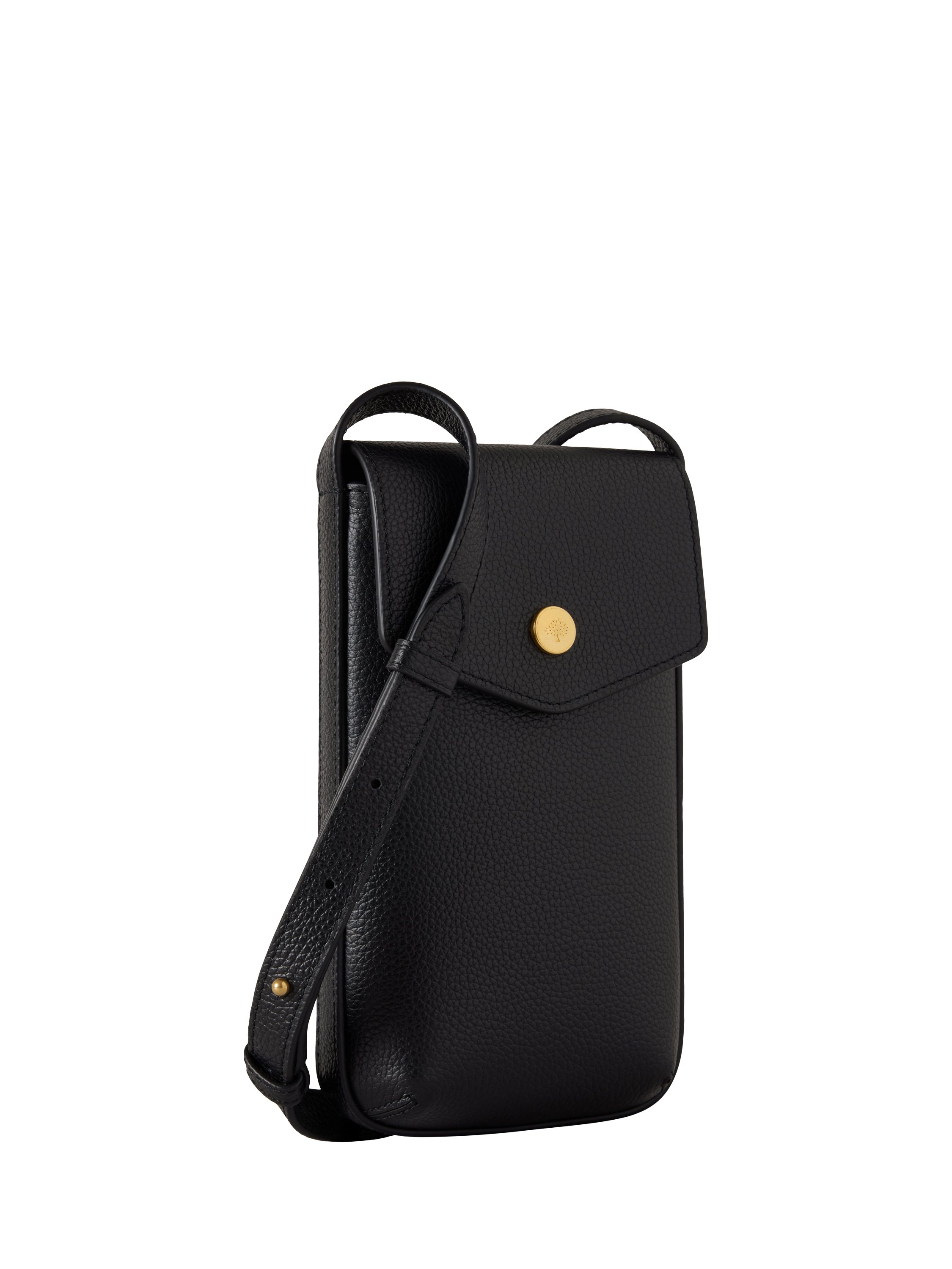 Product image 2 of 4, which shows Mulberry Press Stud Leather Phone Pouch, Black