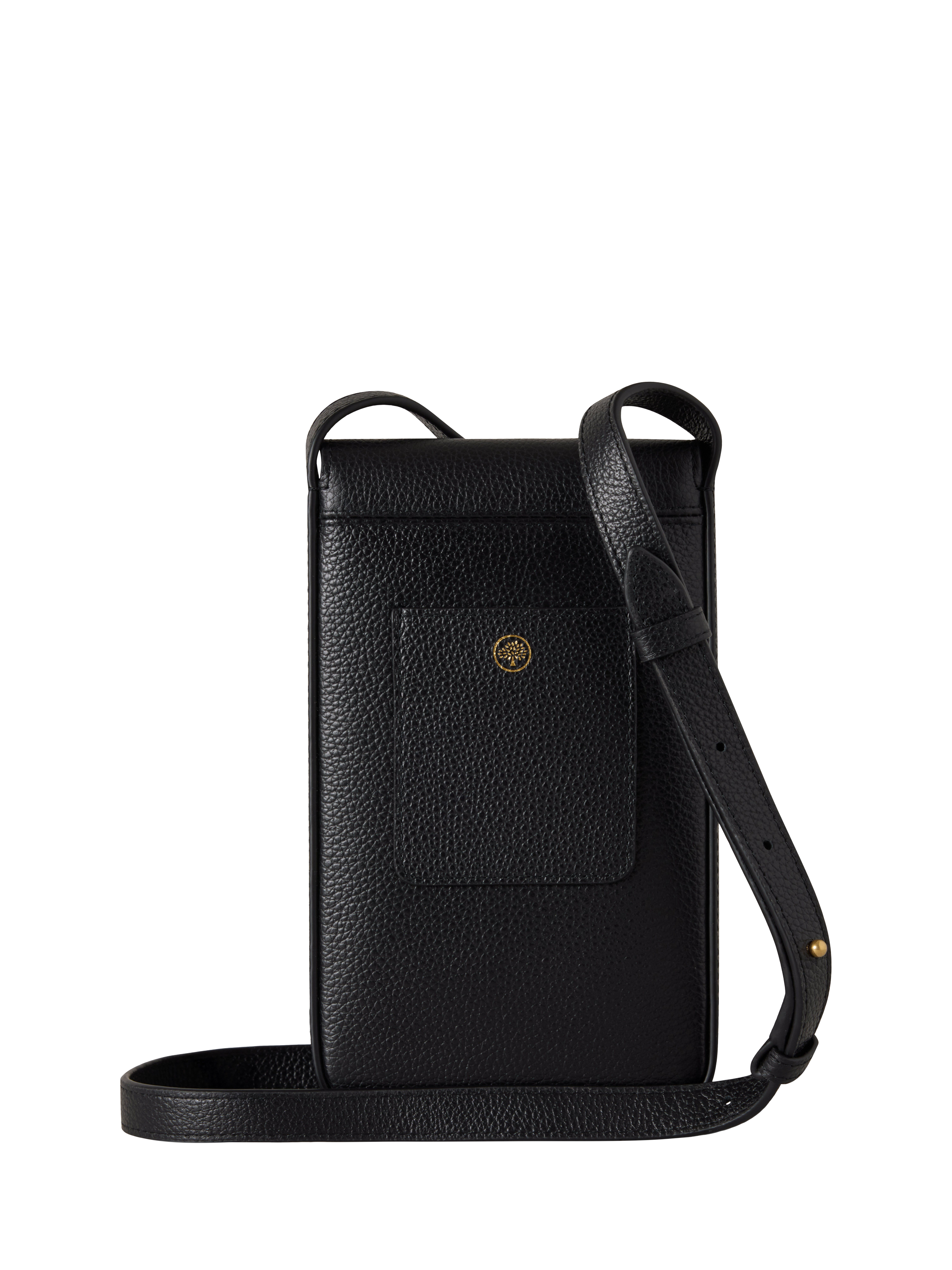 Product image 3 of 4, which shows Mulberry Press Stud Leather Phone Pouch, Black