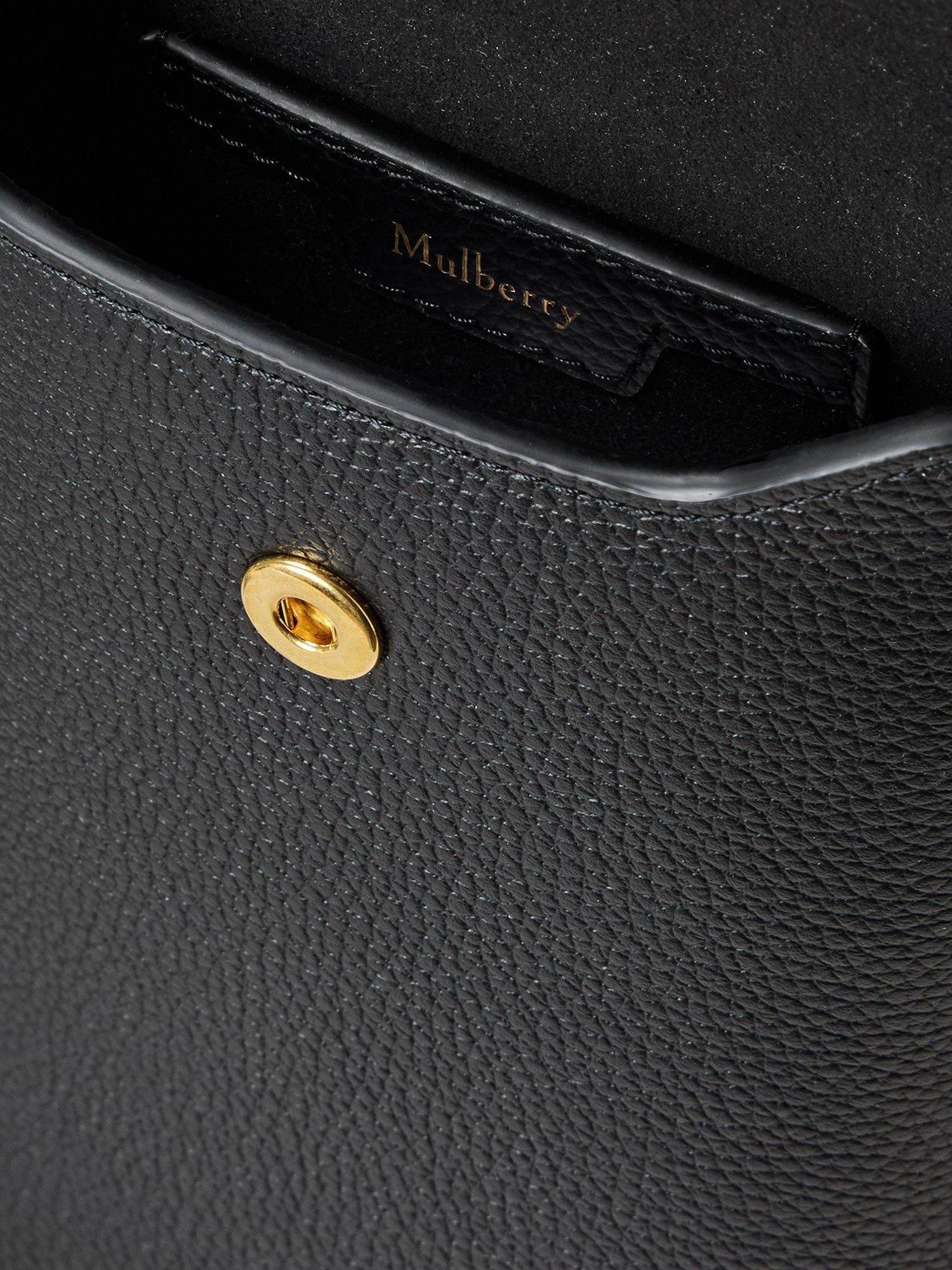 Product image 4 of 4, which shows Mulberry Press Stud Leather Phone Pouch, Black