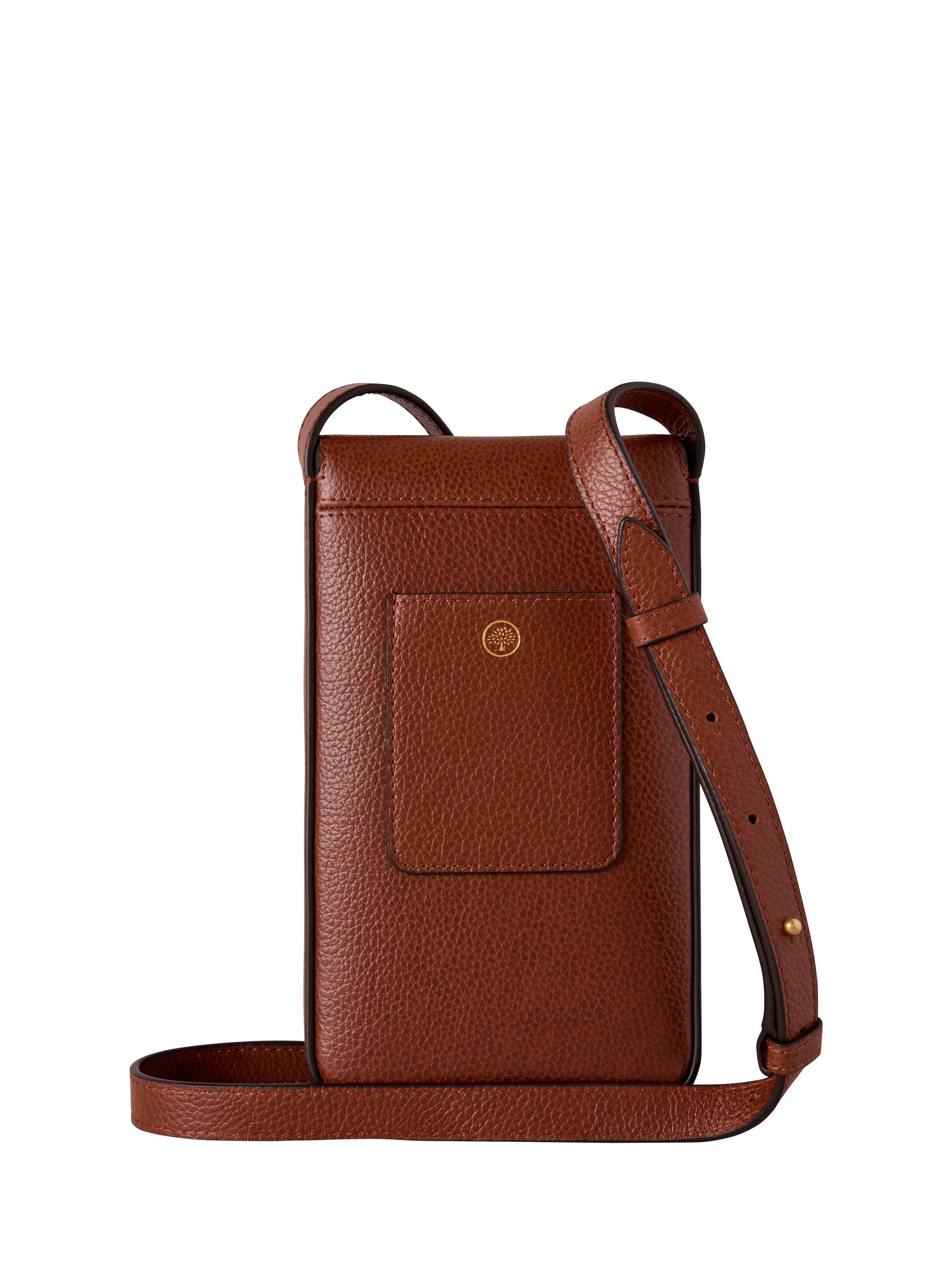 Product image 3 of 4, which shows Mulberry Press Stud Leather Phone Pouch, Oak