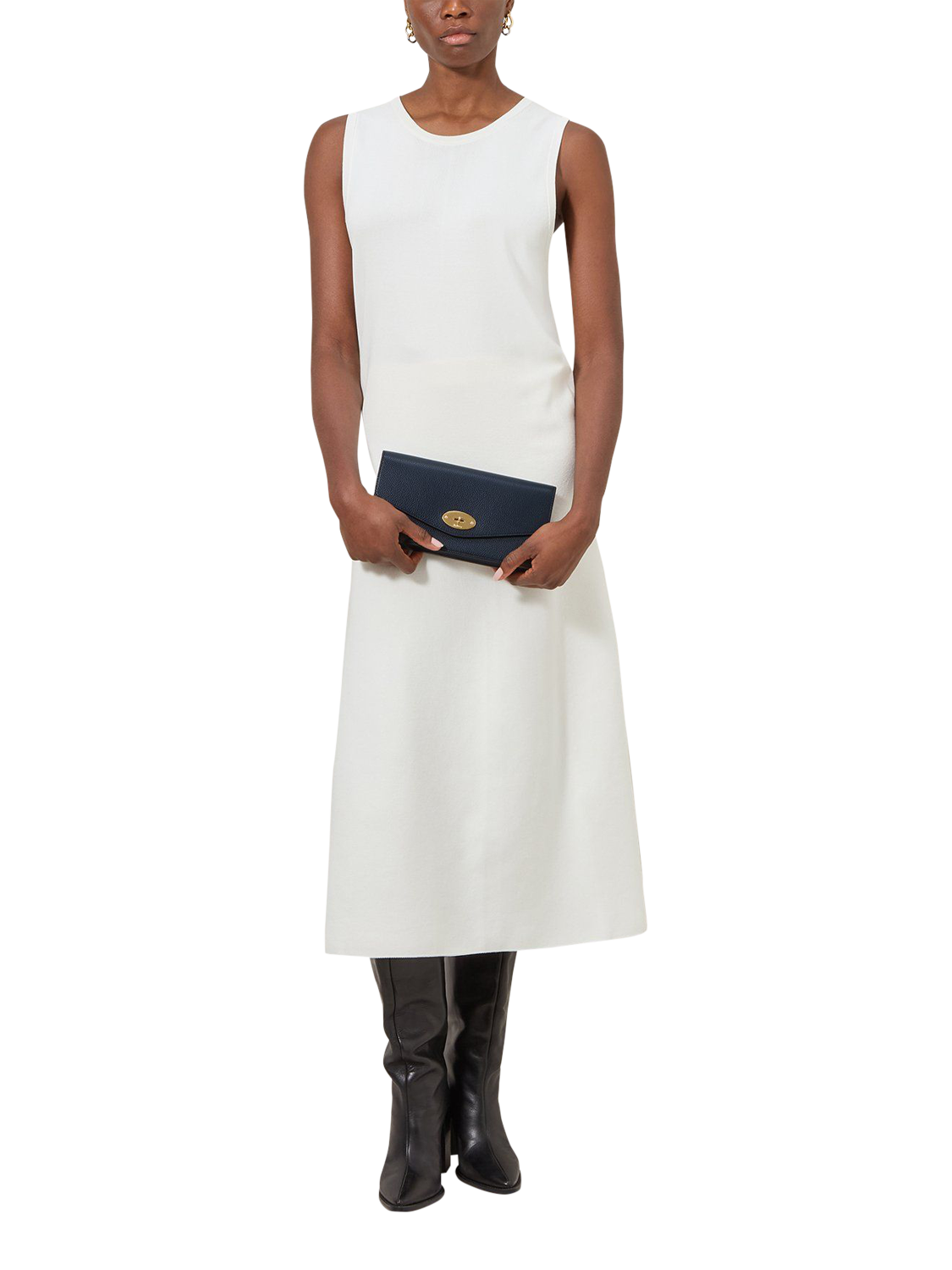 Product image 2 of 6, which shows Mulberry Darley Leather Clutch Bag, Night Sky