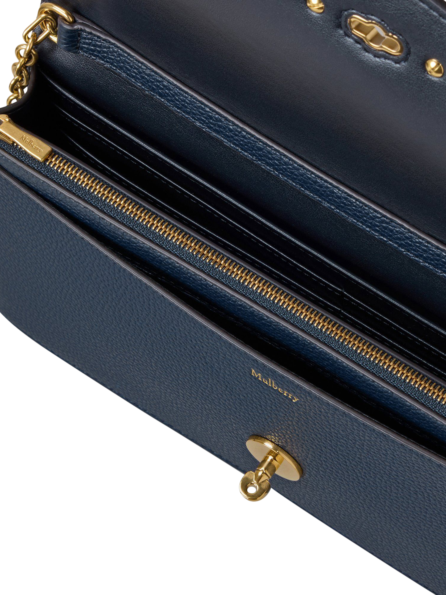 Product image 6 of 6, which shows Mulberry Darley Leather Clutch Bag, Night Sky