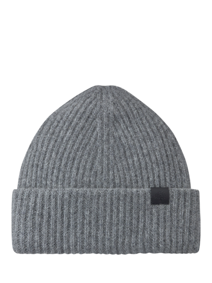 Mulberry Tree Chunky Ribbed Beanie Hat, Dark Grey Melange