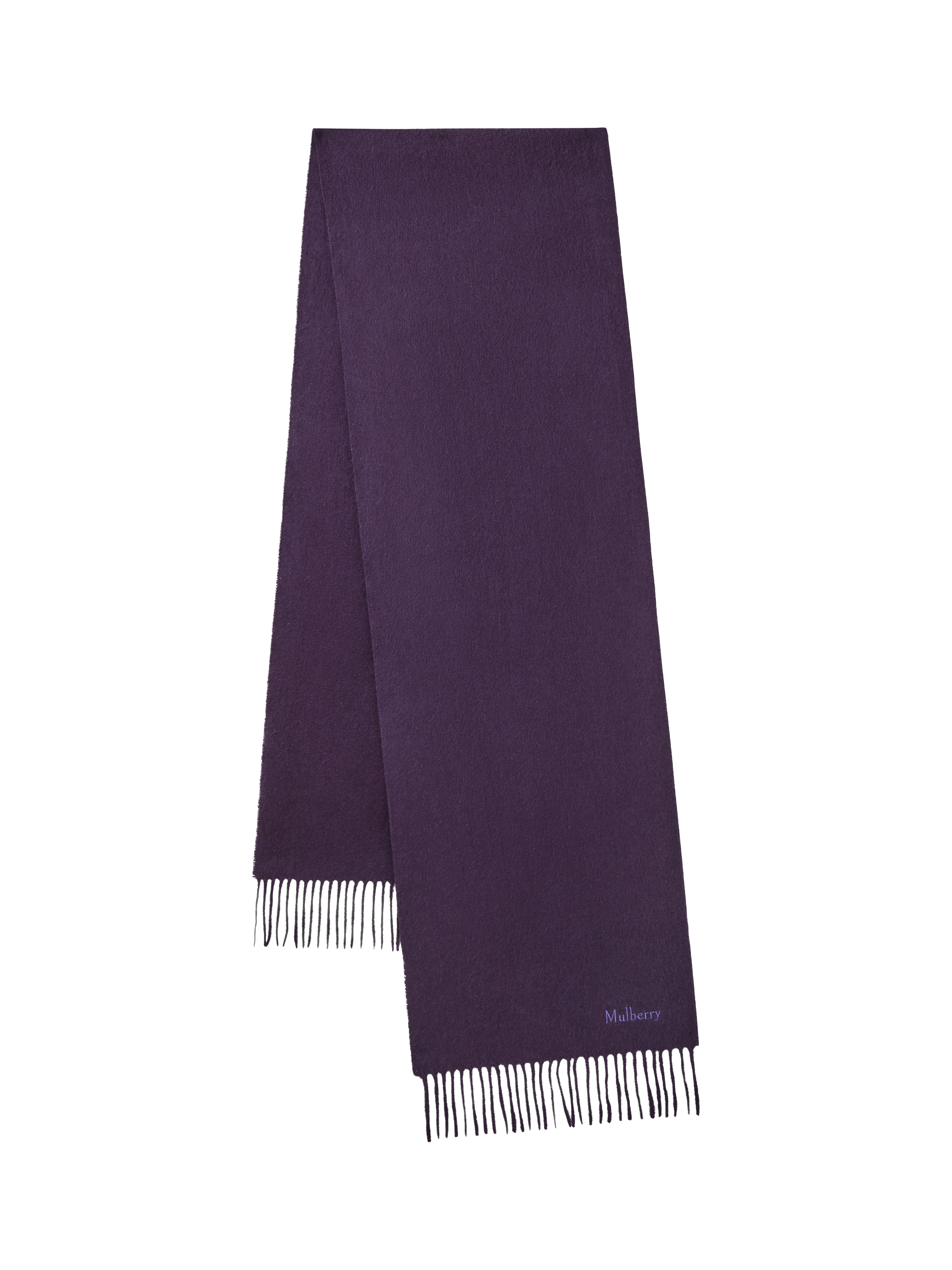 Product image 1 of 4, which shows Mulberry Small Merino Wool Solid Scarf, Deep Aubergine