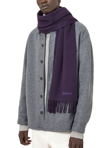 Mulberry Small Merino Wool Solid Scarf, Deep Aubergine - view 2, Deep Aubergine