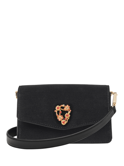 Aspinal of London Eliza Velvet Clutch Bag, Black, Black
