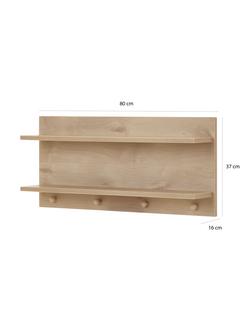 Obaby Astrid Nursery Double Wall Shelf with Hooks, Natural - view 2, White