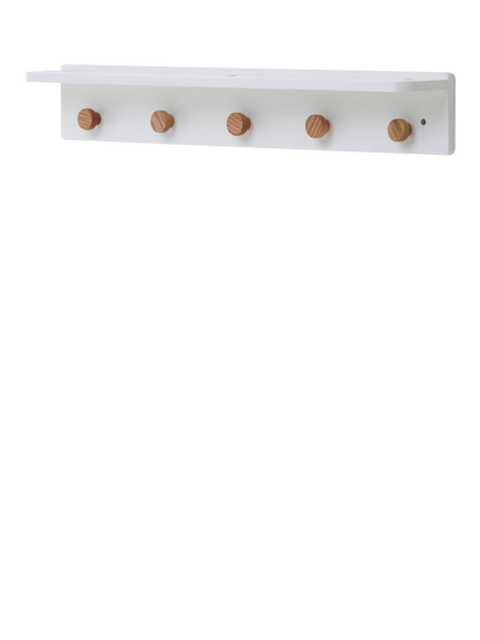 Obaby Orla Nursery Wall Shelf with Hooks, White, White