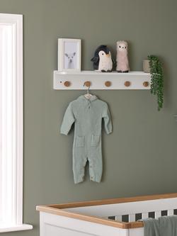 Obaby Orla Nursery Wall Shelf with Hooks, White - view 2, White