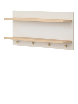Obaby Thea Nursery Double Wall Shelf with Hooks, Latte, Latte