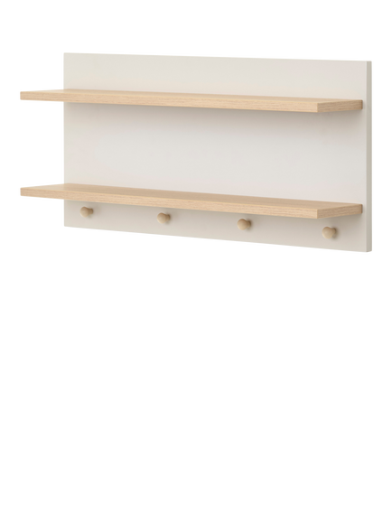 Obaby Thea Nursery Double Wall Shelf with Hooks, Latte, Latte