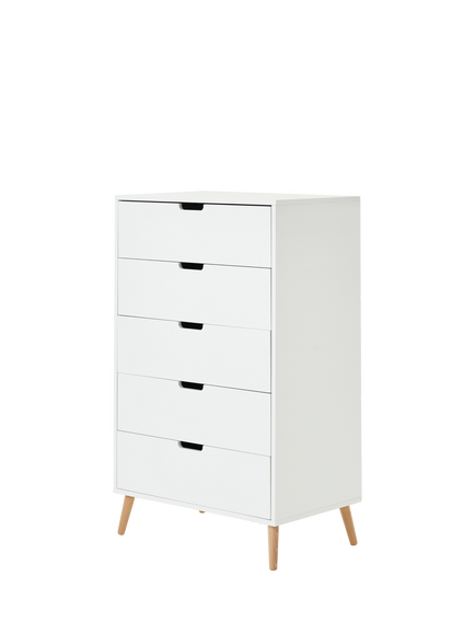 Obaby Maya Nursery Tall Boy Chest of Drawers, White/Natural, White/Natural