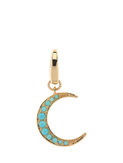 Melissa Odabash Turquoise Crystal Moon Charm, Gold/Blue, Gold/Blue