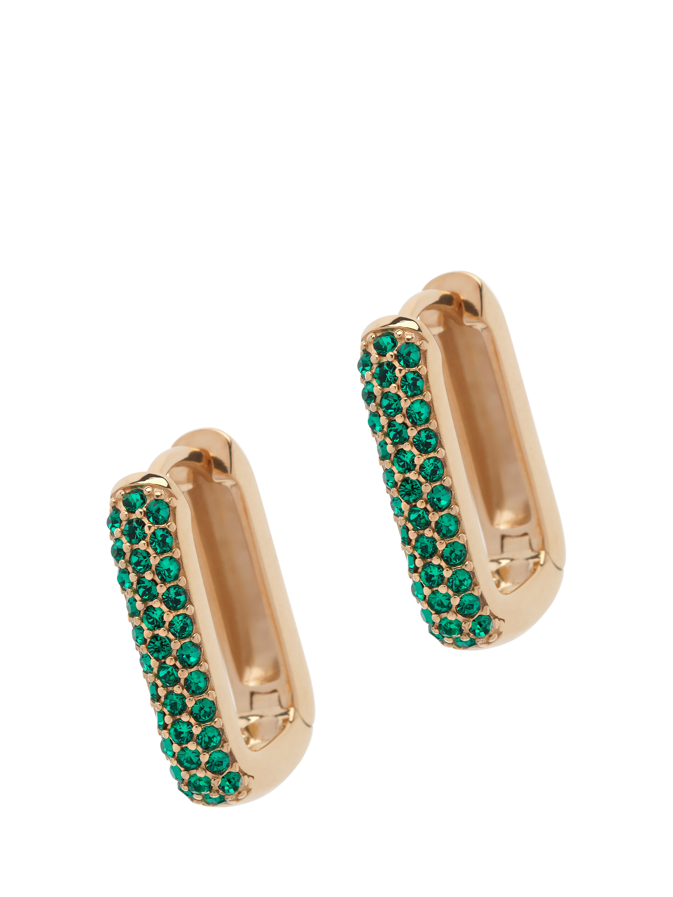 Product image 1 of 2, which shows Melissa Odabash Oval Hoop Emerald Earrings, Gold